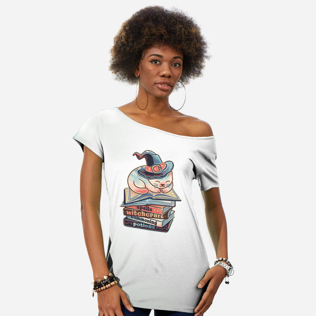 Reading Books Is Fun-Womens-Off Shoulder-Tee-glitchygorilla