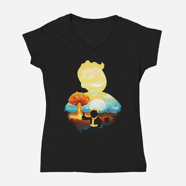 Nuka Landscape-Womens-V-Neck-Tee-dandingeroz