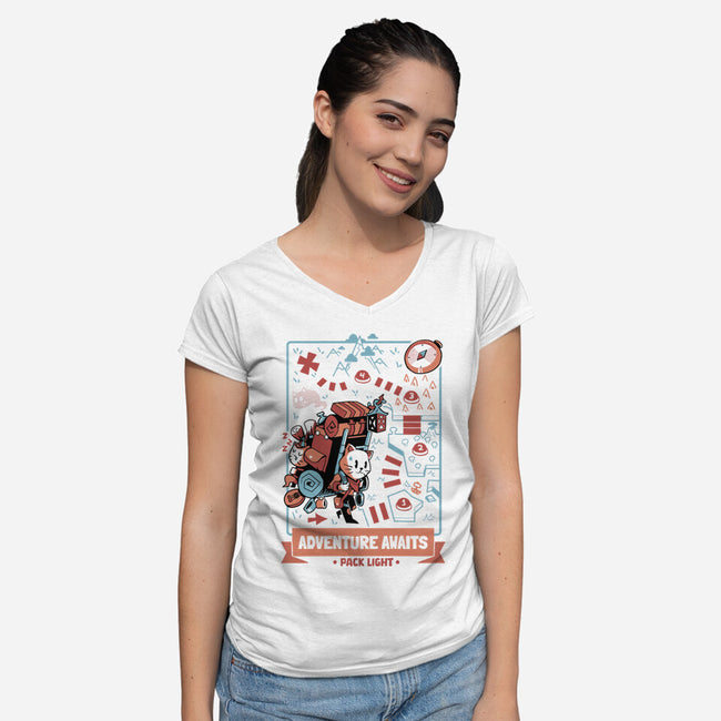 Adventure Awaits Pack Light-Womens-V-Neck-Tee-Heyra Vieira