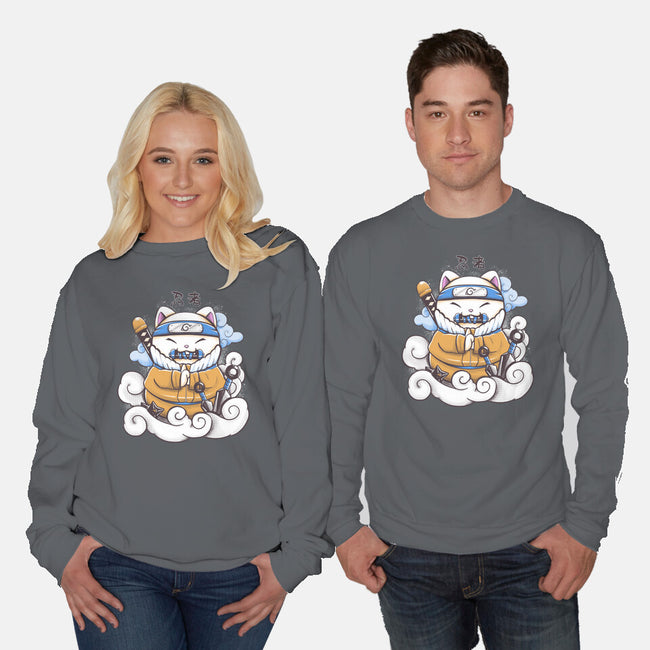 Ninja Maneki Neko-Unisex-Crew Neck-Sweatshirt-ellr