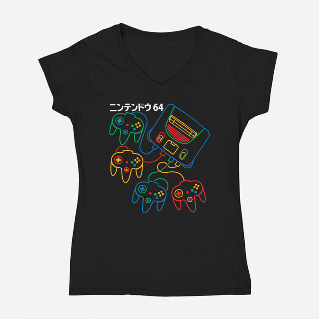 Retro N64-Womens-V-Neck-Tee-dalethesk8er