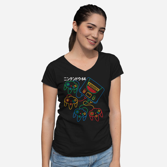 Retro N64-Womens-V-Neck-Tee-dalethesk8er