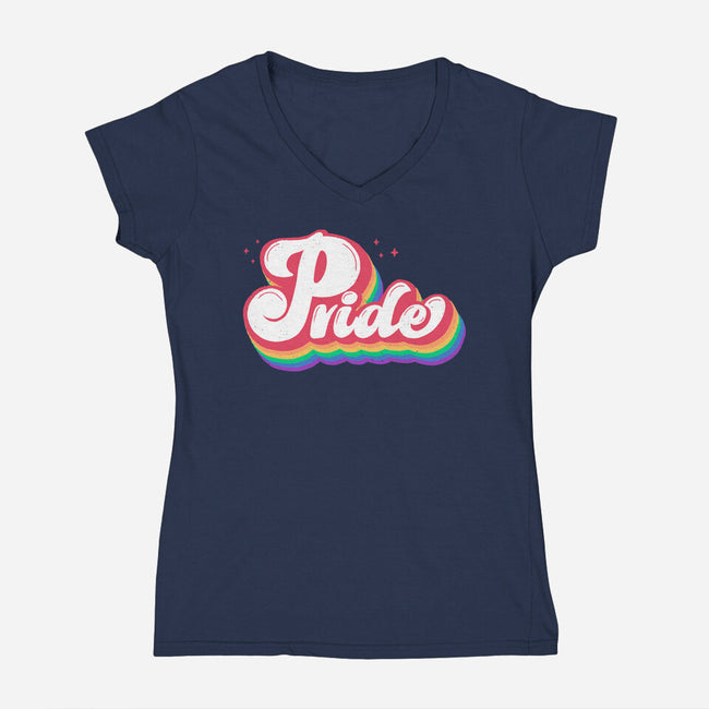 Pride Vintage Text-Womens-V-Neck-Tee-xMorfina