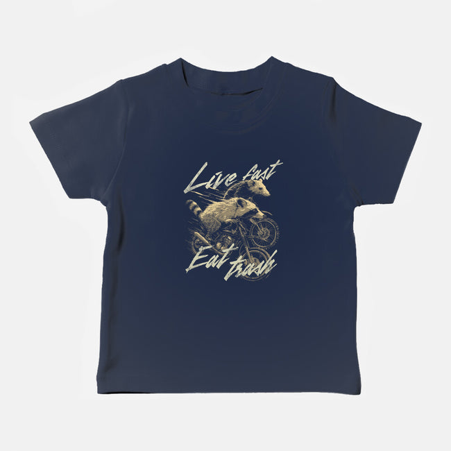 Raccoon Live Fast Eat Trash-Baby-Basic-Tee-GoshWow