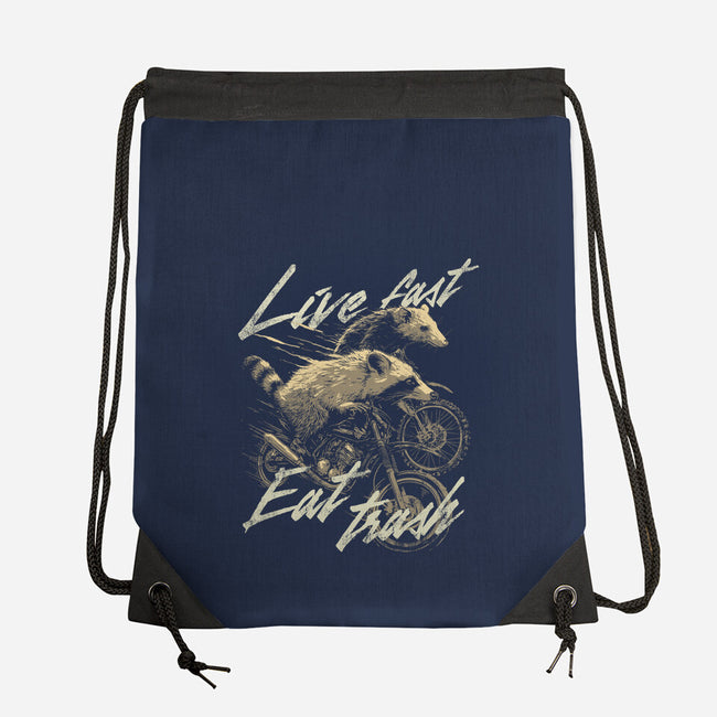 Raccoon Live Fast Eat Trash-None-Drawstring-Bag-GoshWow