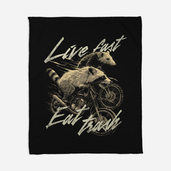 Raccoon Live Fast Eat Trash-None-Fleece-Blanket-GoshWow