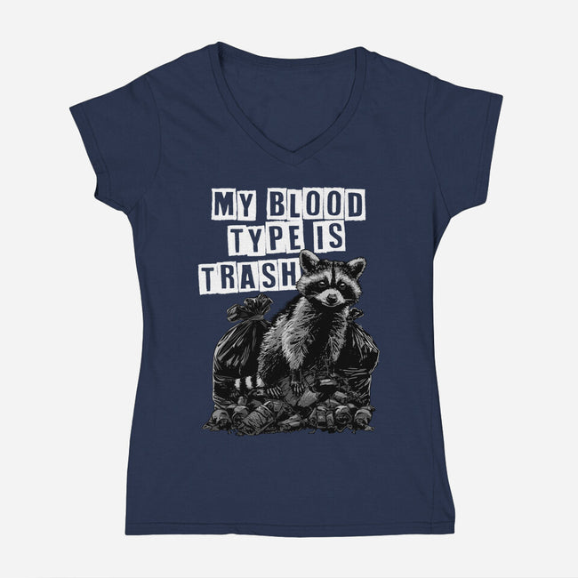 Trash Blood Type-Womens-V-Neck-Tee-GoshWow