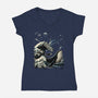 Cosmic Kanagawa-Womens-V-Neck-Tee-GoshWow