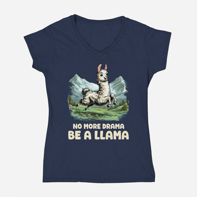 Drama Llama-Womens-V-Neck-Tee-GoshWow