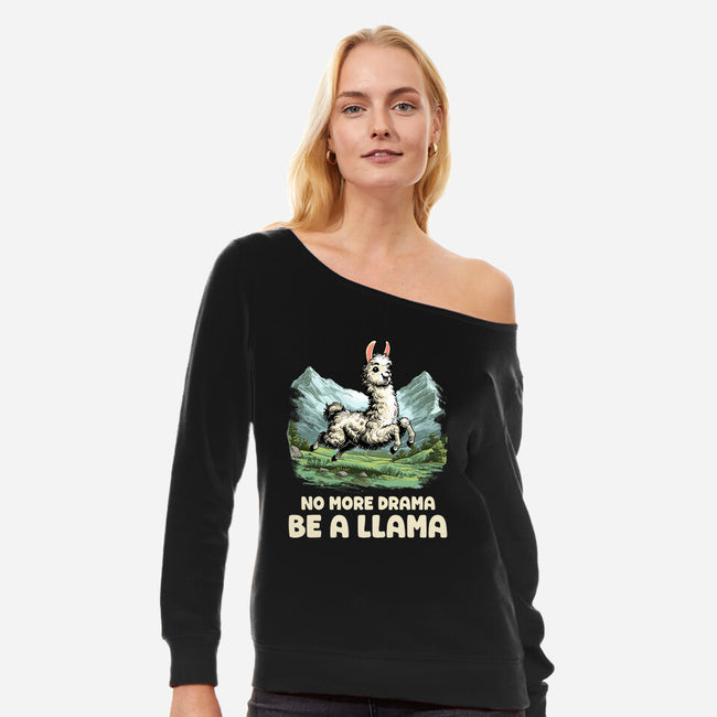 Drama Llama-Womens-Off Shoulder-Sweatshirt-GoshWow