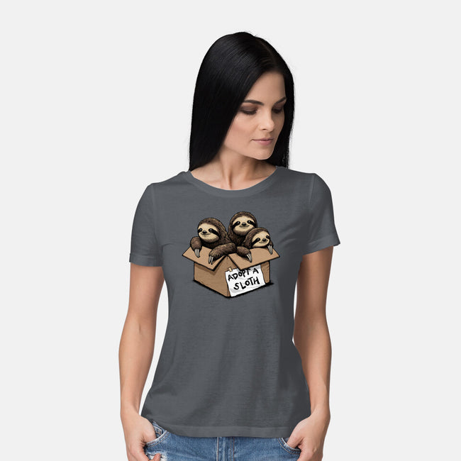 Adopt A Sloth-Womens-Basic-Tee-GoshWow