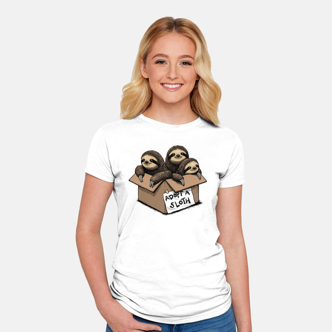 Adopt A Sloth-Womens-Fitted-Tee-GoshWow