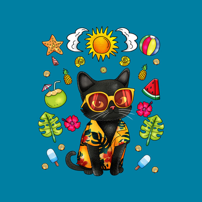 Summer Black Cat-None-Glossy-Sticker-JamesQJO