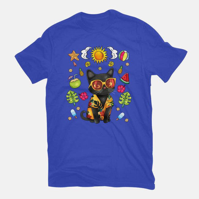 Summer Black Cat-Mens-Heavyweight-Tee-JamesQJO