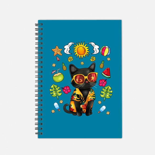 Summer Black Cat-None-Dot Grid-Notebook-JamesQJO