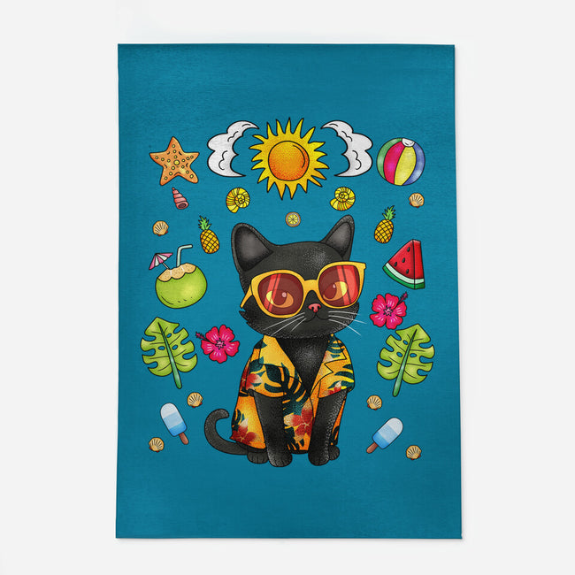 Summer Black Cat-None-Outdoor-Rug-JamesQJO