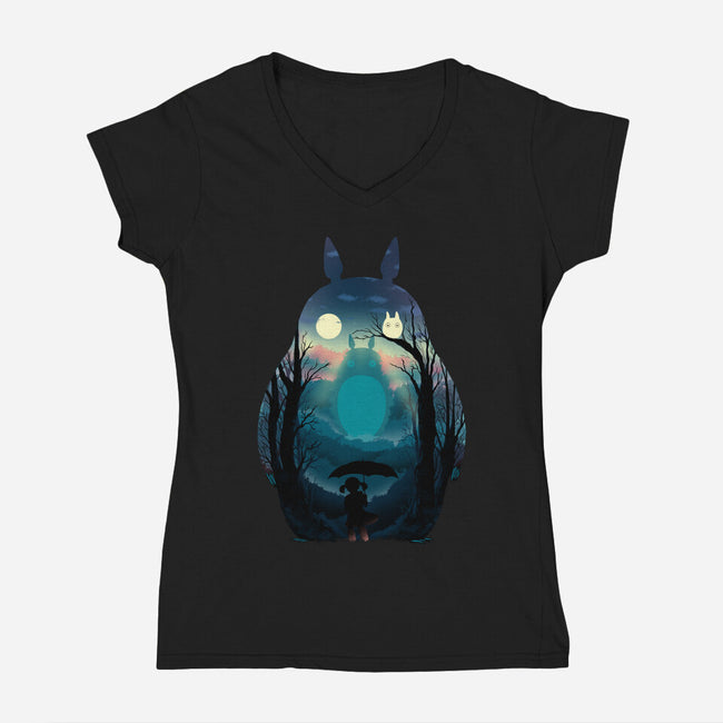 Finding Totoro-Womens-V-Neck-Tee-alfbocreative