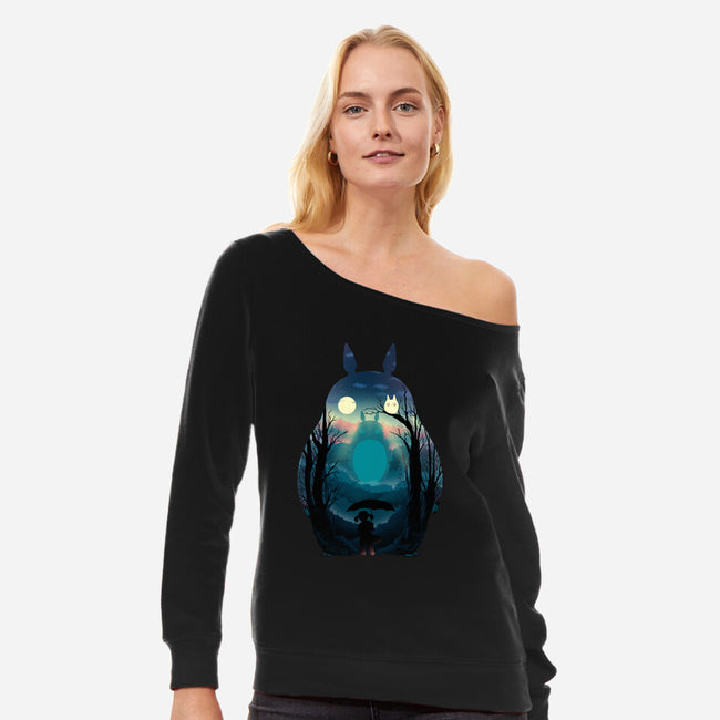 Finding Totoro-Womens-Off Shoulder-Sweatshirt-alfbocreative