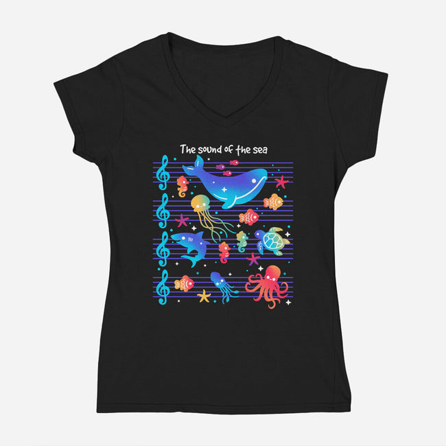 The Sound Of The Sea-Womens-V-Neck-Tee-NemiMakeit