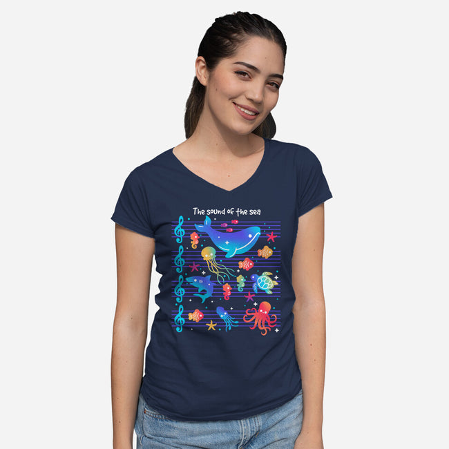 The Sound Of The Sea-Womens-V-Neck-Tee-NemiMakeit