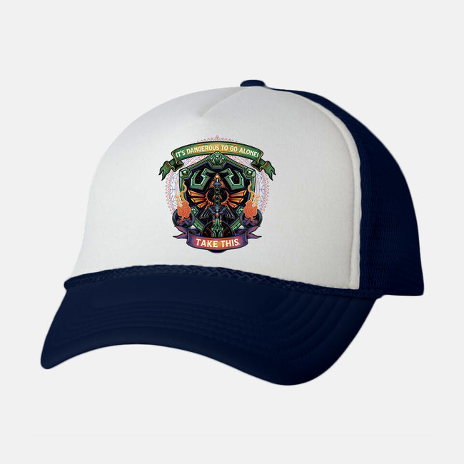 Shield And Sword-Unisex-Trucker-Hat-glitchygorilla