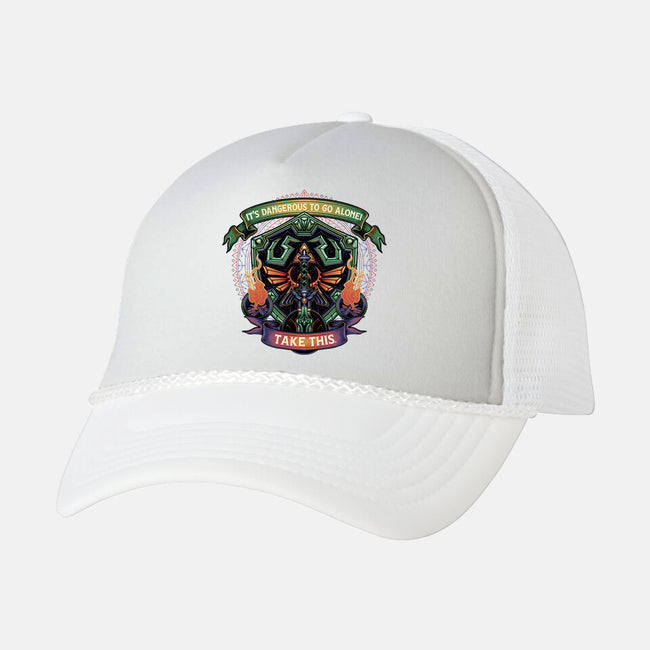 Shield And Sword-Unisex-Trucker-Hat-glitchygorilla