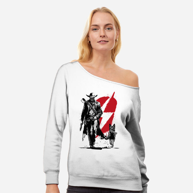 Lone Ghoul And Cub-Womens-Off Shoulder-Sweatshirt-DrMonekers
