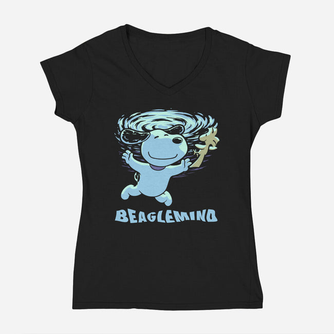 Nevermind Beagle Music-Womens-V-Neck-Tee-Studio Mootant