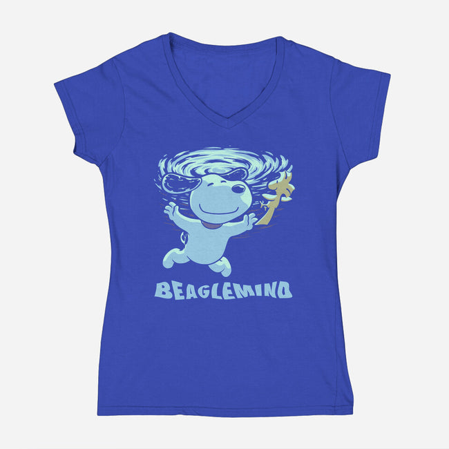 Nevermind Beagle Music-Womens-V-Neck-Tee-Studio Mootant