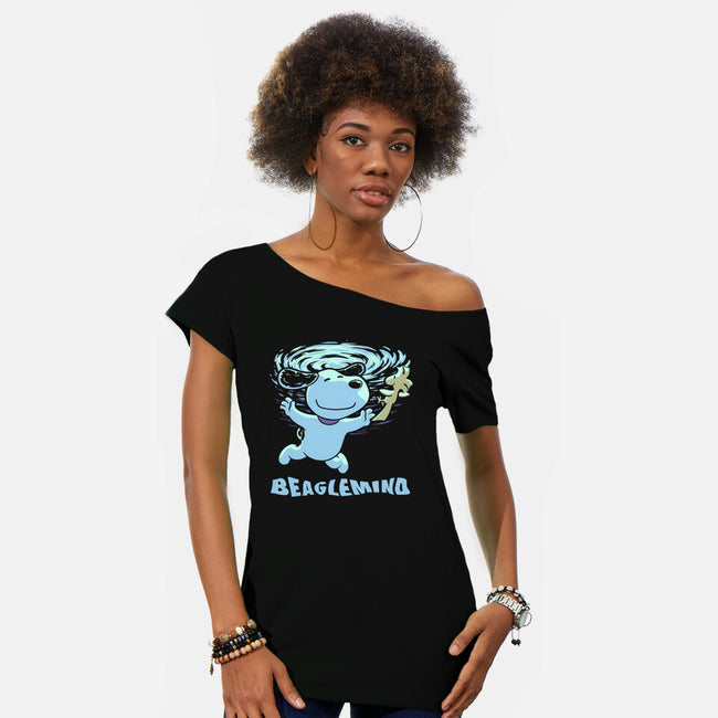 Nevermind Beagle Music-Womens-Off Shoulder-Tee-Studio Mootant