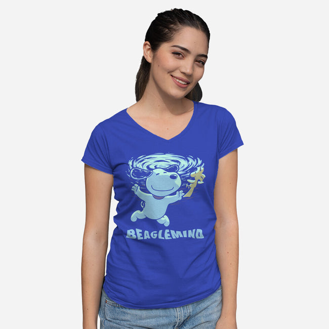 Nevermind Beagle Music-Womens-V-Neck-Tee-Studio Mootant