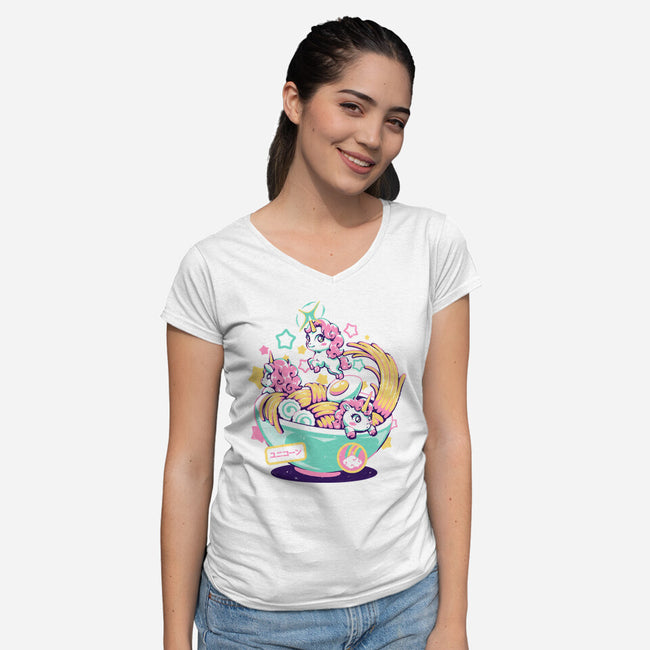 Unicorn Bowl-Womens-V-Neck-Tee-eduely