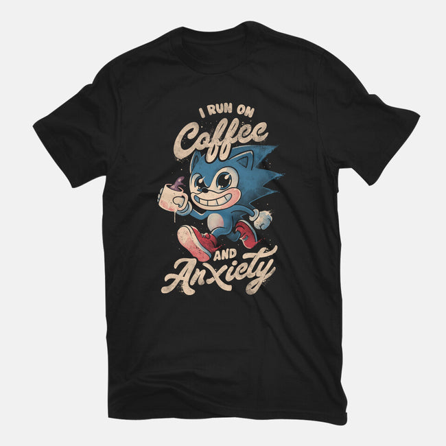 I Run On Coffee And Anxiety-Youth-Basic-Tee-eduely