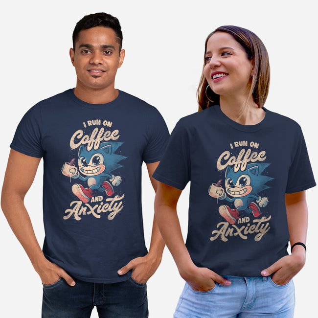 I Run On Coffee And Anxiety-Unisex-Basic-Tee-eduely