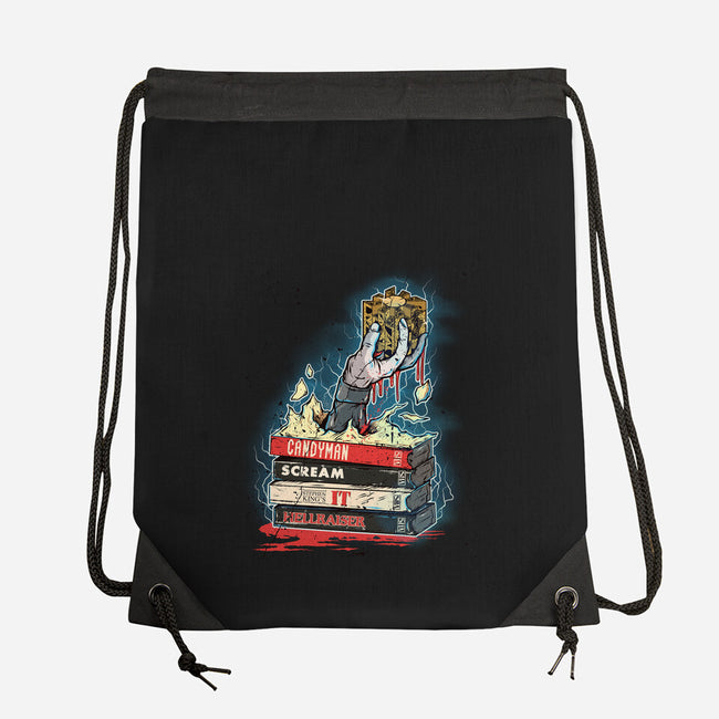 90s VHS Horror Cult-None-Drawstring-Bag-Green Devil