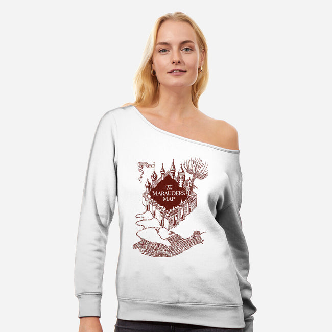 Marauder's Map-Womens-Off Shoulder-Sweatshirt-dalethesk8er