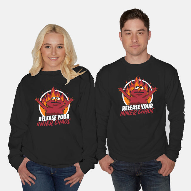 Chaos Puppet Fire-Unisex-Crew Neck-Sweatshirt-Studio Mootant