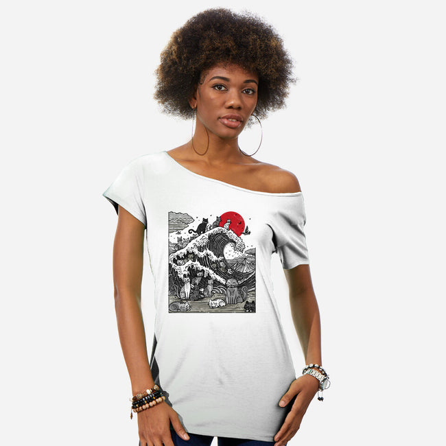 The Great Cat Wave-Womens-Off Shoulder-Tee-drbutler