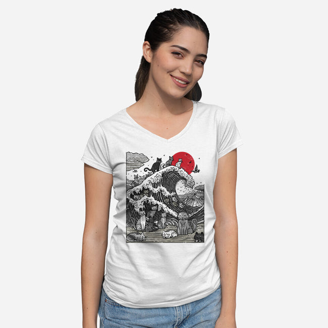 The Great Cat Wave-Womens-V-Neck-Tee-drbutler