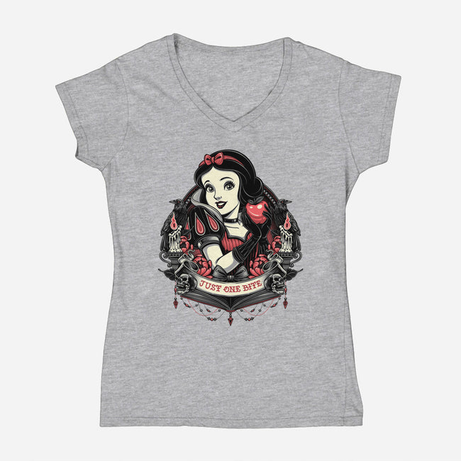 Goth Snow White-Womens-V-Neck-Tee-glitchygorilla