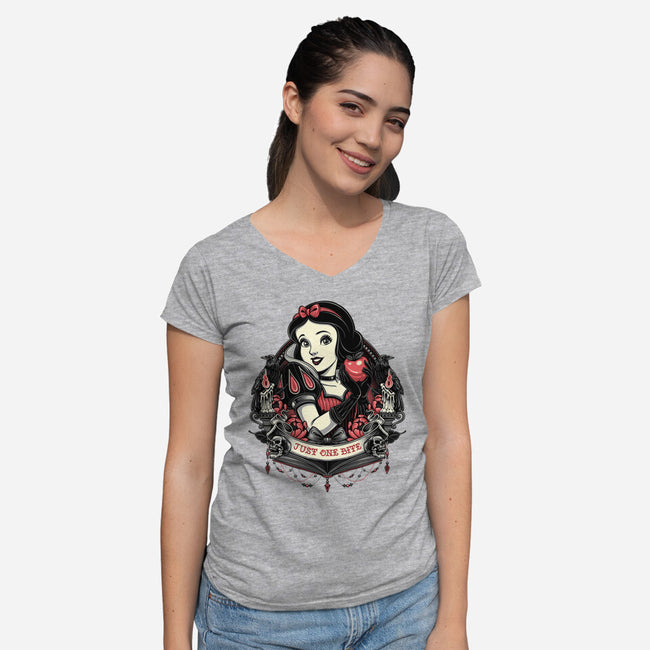 Goth Snow White-Womens-V-Neck-Tee-glitchygorilla