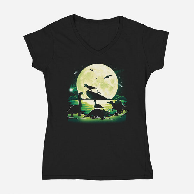 Jurassic Animals-Womens-V-Neck-Tee-Vallina84