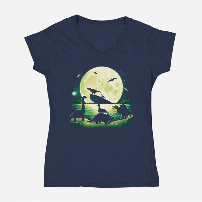 Jurassic Animals-Womens-V-Neck-Tee-Vallina84