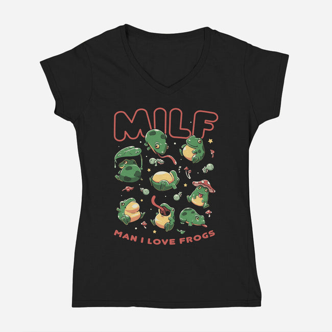 Man I Love Frogs-Womens-V-Neck-Tee-koalastudio