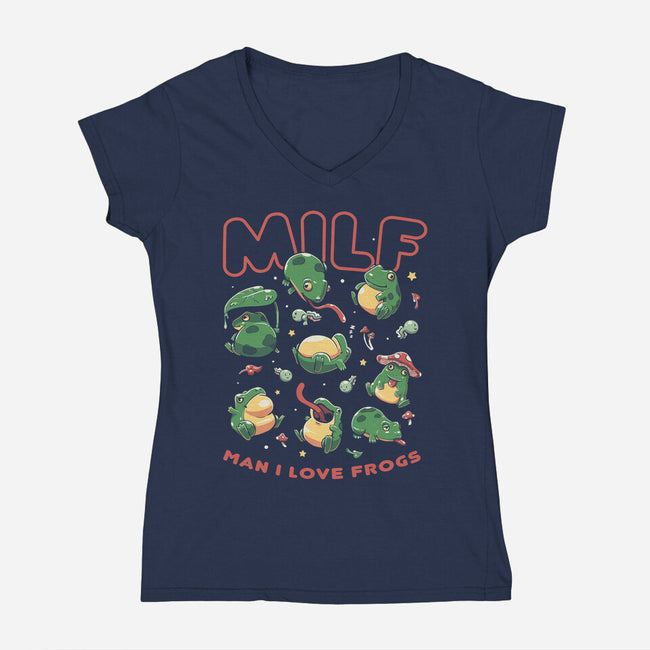 Man I Love Frogs-Womens-V-Neck-Tee-koalastudio