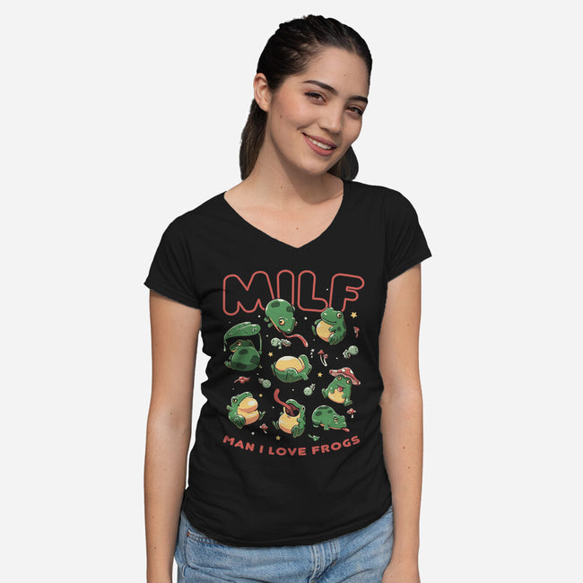 Man I Love Frogs-Womens-V-Neck-Tee-koalastudio