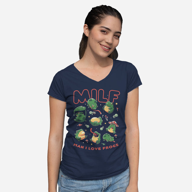 Man I Love Frogs-Womens-V-Neck-Tee-koalastudio