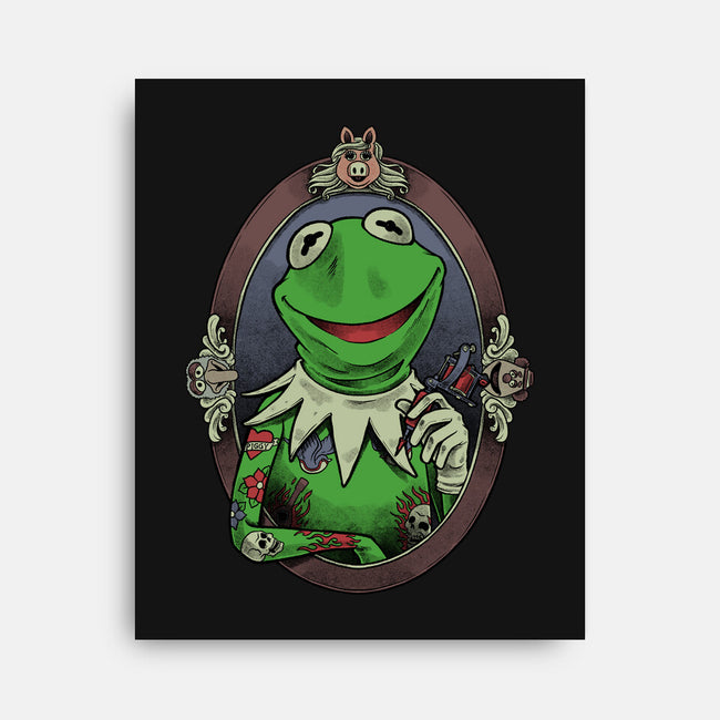 Tattoo Puppet Frog-None-Stretched-Canvas-Studio Mootant