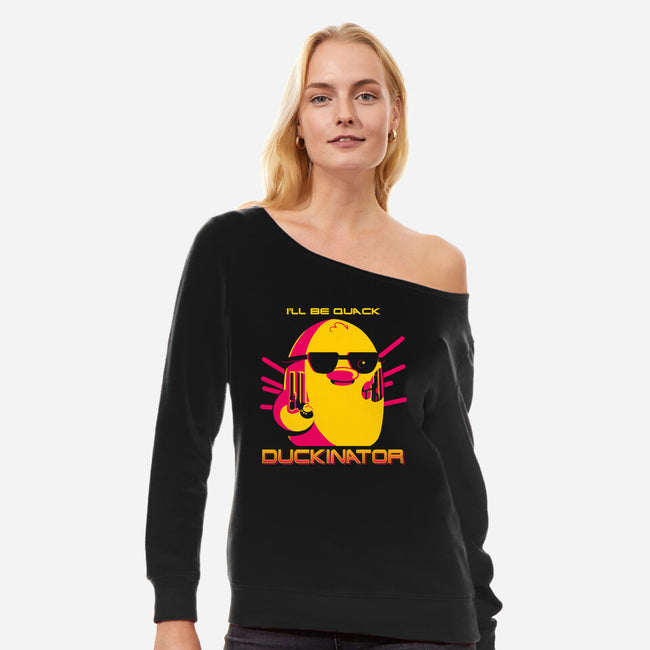 Duckinator-Womens-Off Shoulder-Sweatshirt-estudiofitas