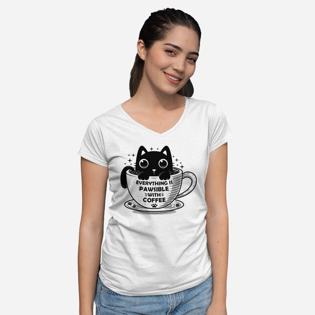 Everything Is Pawsible-Womens-V-Neck-Tee-erion_designs